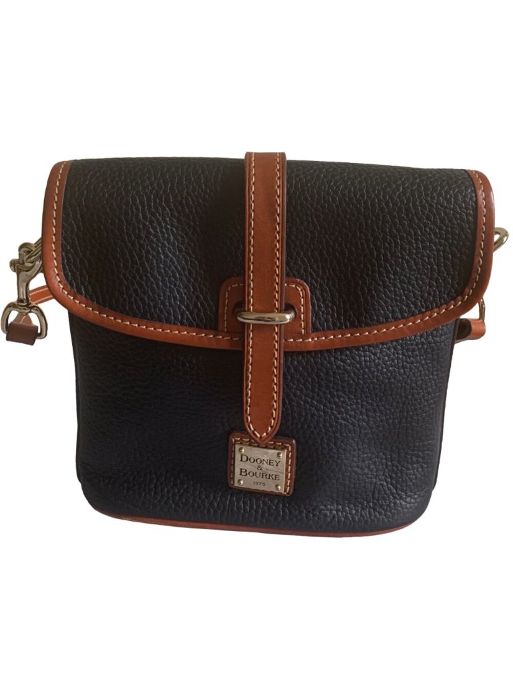 DOONEY & BOURKE Navy Blue & Brown Holly Pebble Grain Leather Crossbody Bag - Picture 2 of 8